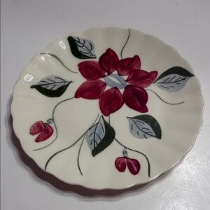 Elegant Cream Dinner Plate with Red Floral Design